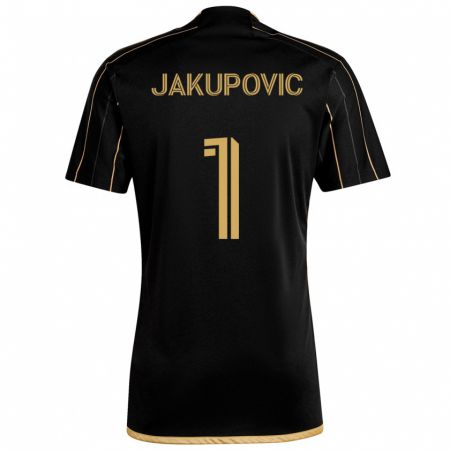 Kandiny Femme Maillot Eldin Jakupović #1 Or Noir Tenues Domicile 2024/25 T-Shirt