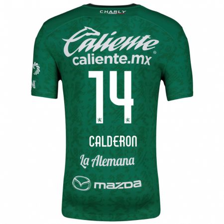 Kandiny Femme Maillot Daniela Calderón #14 Vert Blanc Tenues Domicile 2024/25 T-Shirt