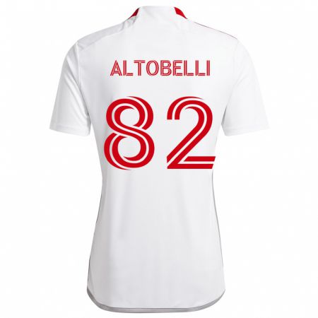 Kandiny Femme Maillot Julian Altobelli #82 Blanc Rouge Tenues Extérieur 2024/25 T-Shirt