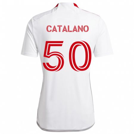 Kandiny Femme Maillot Gianluca Catalano #50 Blanc Rouge Tenues Extérieur 2024/25 T-Shirt