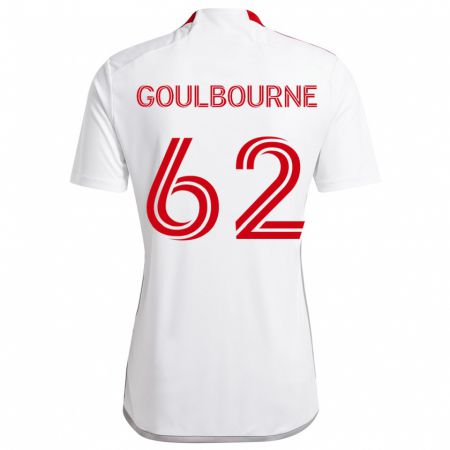 Kandiny Femme Maillot Rohan Goulbourne #62 Blanc Rouge Tenues Extérieur 2024/25 T-Shirt