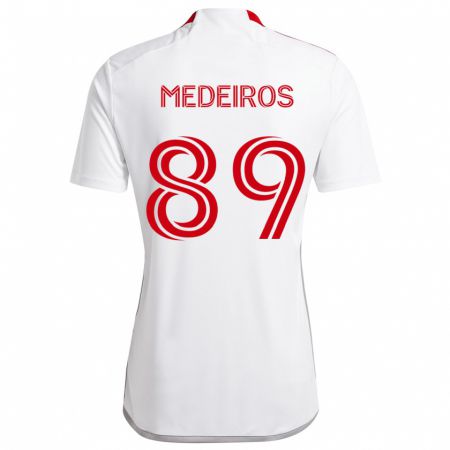 Kandiny Femme Maillot Matthew Medeiros #89 Blanc Rouge Tenues Extérieur 2024/25 T-Shirt