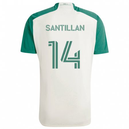 Kandiny Femme Maillot Jonathan Santillan #14 Couleurs Beiges Vert Tenues Extérieur 2024/25 T-Shirt