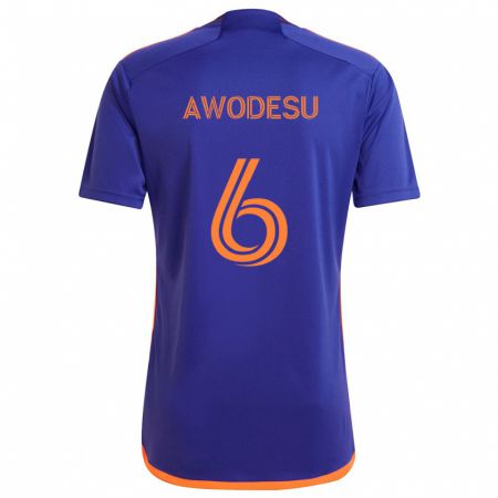 Kandiny Femme Maillot Femi Awodesu #6 Violet Orange Tenues Extérieur 2024/25 T-Shirt