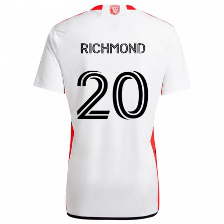 Kandiny Femme Maillot Will Richmond #20 Blanc Rouge Tenues Extérieur 2024/25 T-Shirt