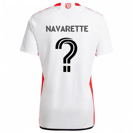 Kandiny Femme Maillot Samuel Navarette #0 Blanc Rouge Tenues Extérieur 2024/25 T-Shirt