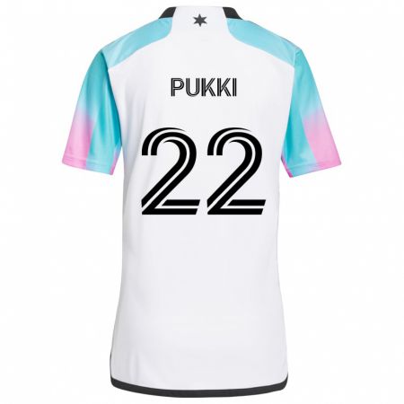 Kandiny Femme Maillot Teemu Pukki #22 Blanc Bleu Noir Tenues Extérieur 2024/25 T-Shirt