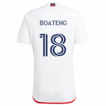 Kandiny Femme Maillot Emmanuel Boateng #18 Blanc Rouge Tenues Extérieur 2024/25 T-Shirt