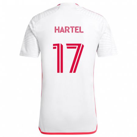 Kandiny Femme Maillot Marcel Hartel #17 Blanc Rouge Tenues Extérieur 2024/25 T-Shirt