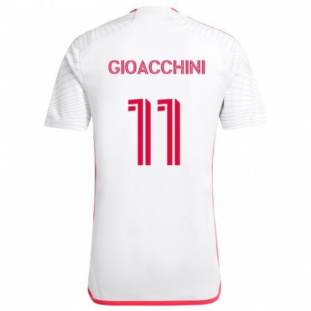 Kandiny Femme Maillot Nicholas Gioacchini #11 Blanc Rouge Tenues Extérieur 2024/25 T-Shirt