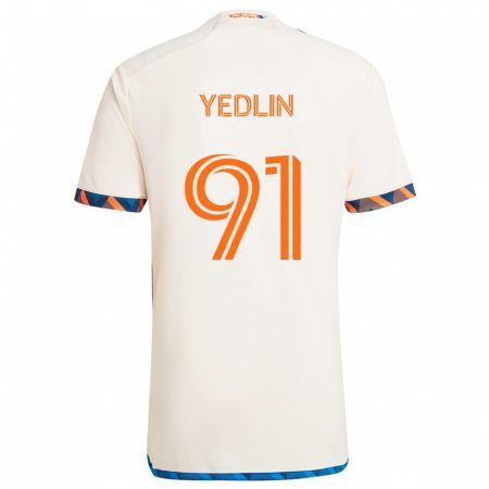 Kandiny Femme Maillot Deandre Yedlin #91 Blanc Orange Tenues Extérieur 2024/25 T-Shirt