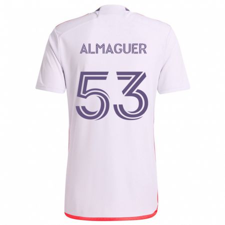 Kandiny Femme Maillot Jorge Almaguer #53 Blanc Rouge Violet Tenues Extérieur 2024/25 T-Shirt