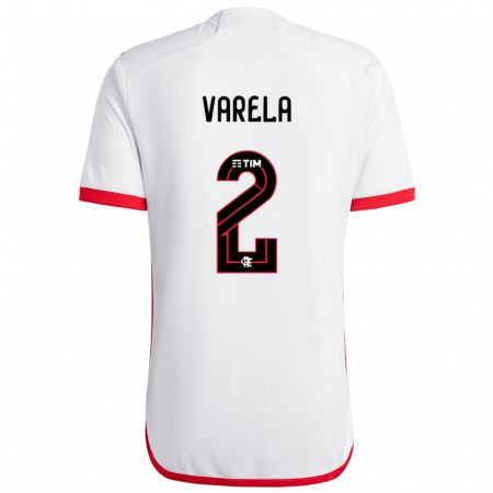 Kandiny Femme Maillot Guillermo Varela #2 Blanc Rouge Tenues Extérieur 2024/25 T-Shirt