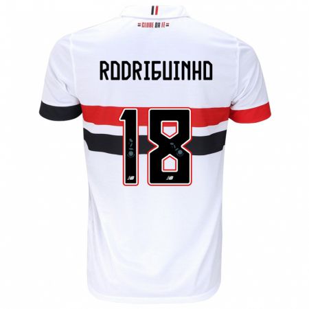 Kandiny Enfant Maillot Rodriguinho #18 Blanc Rouge Noir Tenues Domicile 2024/25 T-Shirt