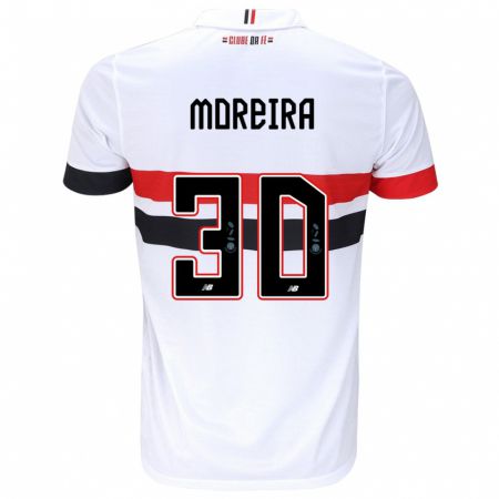 Kandiny Enfant Maillot João Moreira #30 Blanc Rouge Noir Tenues Domicile 2024/25 T-Shirt