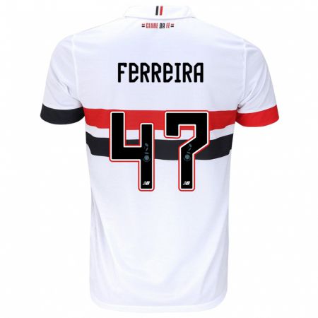 Kandiny Enfant Maillot Ferreirinha #47 Blanc Rouge Noir Tenues Domicile 2024/25 T-Shirt