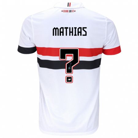 Kandiny Enfant Maillot Leandro Mathias #0 Blanc Rouge Noir Tenues Domicile 2024/25 T-Shirt