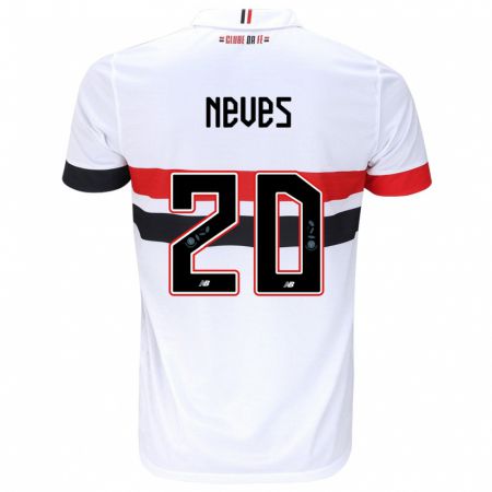 Kandiny Enfant Maillot Gabriel Neves #20 Blanc Rouge Noir Tenues Domicile 2024/25 T-Shirt