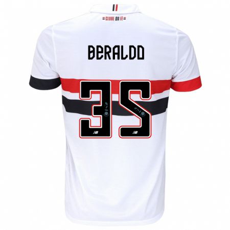 Kandiny Enfant Maillot Lucas Beraldo #35 Blanc Rouge Noir Tenues Domicile 2024/25 T-Shirt