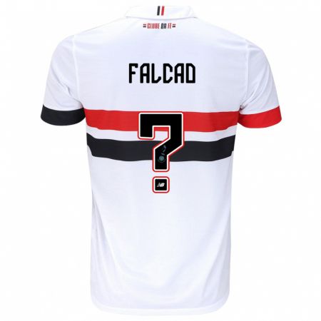 Kandiny Enfant Maillot Gabriel Falcão #0 Blanc Rouge Noir Tenues Domicile 2024/25 T-Shirt