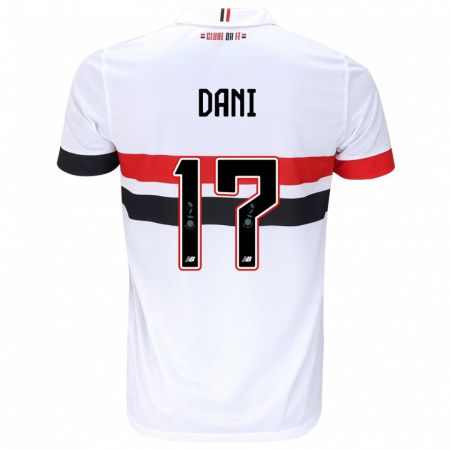 Kandiny Enfant Maillot Dani #17 Blanc Rouge Noir Tenues Domicile 2024/25 T-Shirt