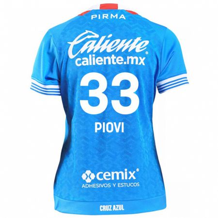 Kandiny Enfant Maillot Gonzalo Piovi #33 Bleu Ciel Tenues Domicile 2024/25 T-Shirt