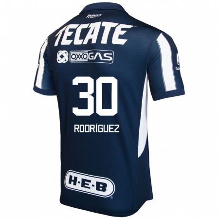 Kandiny Enfant Maillot Jorge Rodríguez #30 Bleu Rouge Blanc Tenues Domicile 2024/25 T-Shirt