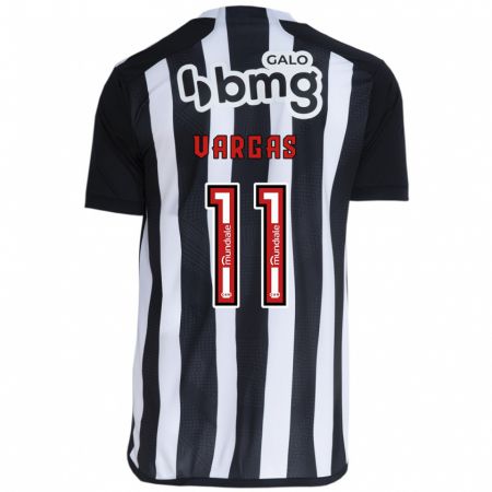 Kandiny Enfant Maillot Eduardo Vargas #11 Blanc Noir Tenues Domicile 2024/25 T-Shirt