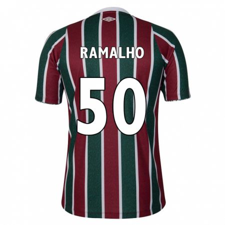 Kandiny Enfant Maillot Gustavo Ramalho #50 Vert Marron Blanc Tenues Domicile 2024/25 T-Shirt