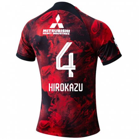 Kandiny Enfant Maillot Hirokazu Ishihara #4 Rouge Noir Tenues Domicile 2024/25 T-Shirt