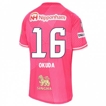 Kandiny Enfant Maillot Hayato Okuda #16 Rose Blanc Tenues Domicile 2024/25 T-Shirt