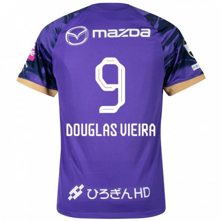 Kandiny Enfant Maillot Douglas Vieira #9 Blanc Violet Tenues Domicile 2024/25 T-Shirt