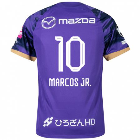 Kandiny Enfant Maillot Marcos Júnior #10 Blanc Violet Tenues Domicile 2024/25 T-Shirt