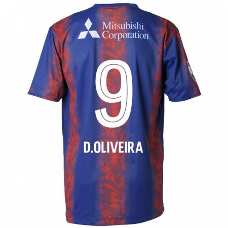 Kandiny Enfant Maillot Diego Oliveira #9 Bleu Rouge Tenues Domicile 2024/25 T-Shirt