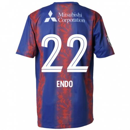 Kandiny Enfant Maillot Keita Endo #22 Bleu Rouge Tenues Domicile 2024/25 T-Shirt