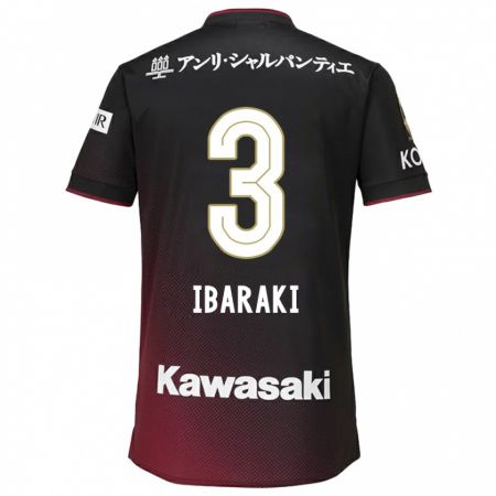 Kandiny Enfant Maillot Riku Ibaraki #3 Noir Rouge Tenues Domicile 2024/25 T-Shirt