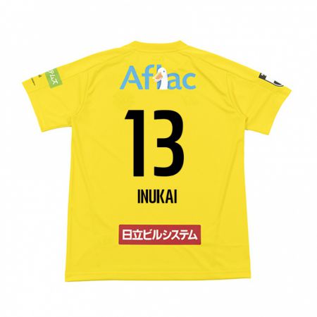 Kandiny Enfant Maillot Tomoya Inukai #13 Jaune Noir Tenues Domicile 2024/25 T-Shirt