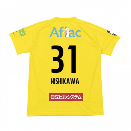 Kandiny Enfant Maillot Genki Nishikawa #31 Jaune Noir Tenues Domicile 2024/25 T-Shirt