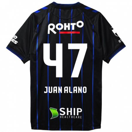 Kandiny Enfant Maillot Juan Alano #47 Noir Bleu Tenues Domicile 2024/25 T-Shirt