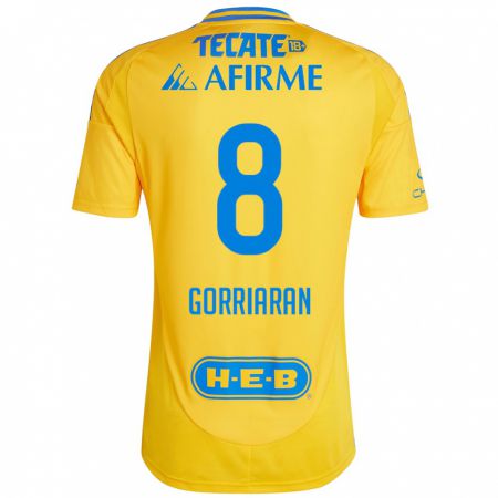 Kandiny Enfant Maillot Fernando Gorriarán #8 Or Jaune Tenues Domicile 2024/25 T-Shirt