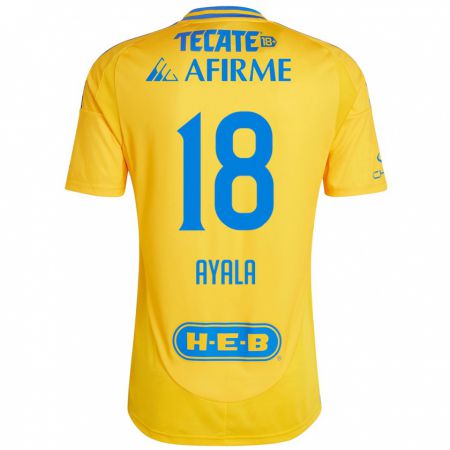 Kandiny Enfant Maillot David Ayala #18 Or Jaune Tenues Domicile 2024/25 T-Shirt