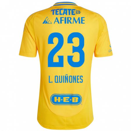 Kandiny Enfant Maillot Luis Quiñones #23 Or Jaune Tenues Domicile 2024/25 T-Shirt