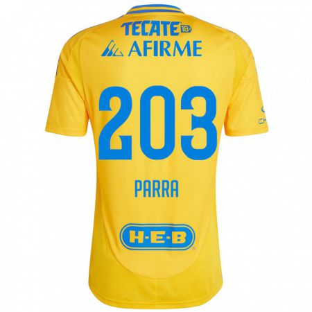 Kandiny Enfant Maillot Bernardo Parra #203 Or Jaune Tenues Domicile 2024/25 T-Shirt