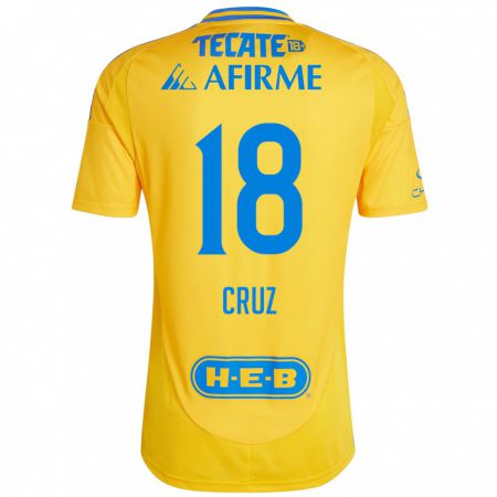 Kandiny Enfant Maillot Belen Cruz #18 Or Jaune Tenues Domicile 2024/25 T-Shirt