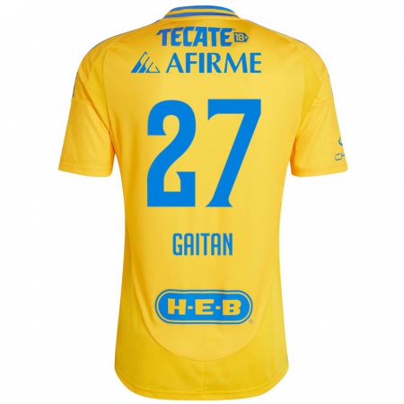 Kandiny Enfant Maillot Natalia Gaitan #27 Or Jaune Tenues Domicile 2024/25 T-Shirt