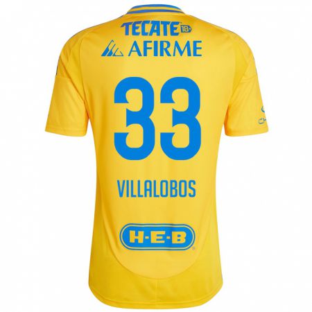 Kandiny Enfant Maillot Vania Villalobos #33 Or Jaune Tenues Domicile 2024/25 T-Shirt