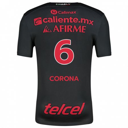 Kandiny Enfant Maillot Joe Corona #6 Noir Rouge Tenues Domicile 2024/25 T-Shirt