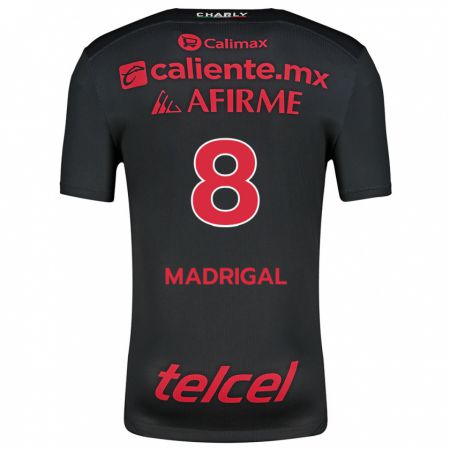 Kandiny Enfant Maillot Fernando Madrigal #8 Noir Rouge Tenues Domicile 2024/25 T-Shirt