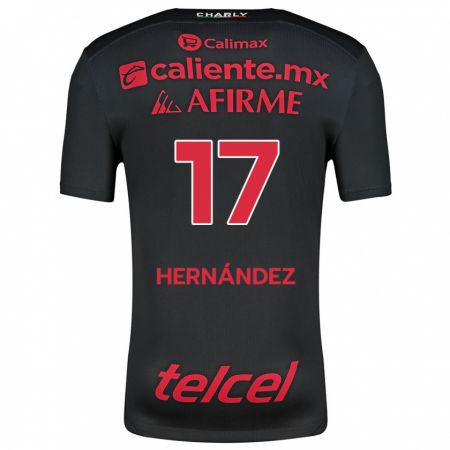 Kandiny Enfant Maillot Rubén Hernández #17 Noir Rouge Tenues Domicile 2024/25 T-Shirt