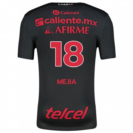 Kandiny Enfant Maillot Aarón Mejía #18 Noir Rouge Tenues Domicile 2024/25 T-Shirt